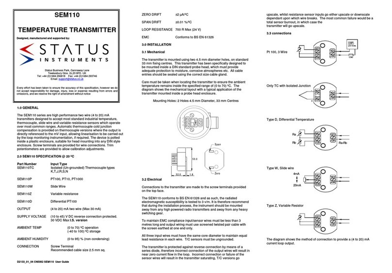 Status Instruments SEM110 User manual