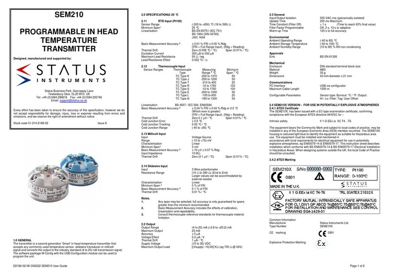 Status Instruments SEM210 User manual