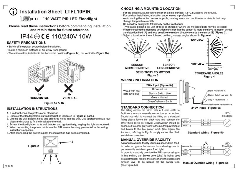 TLC LEDLITE LTFL10PIR Installation sheet