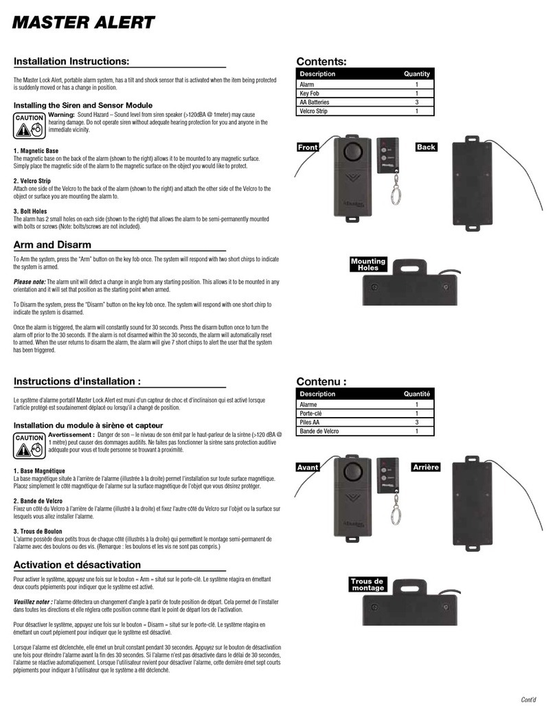 Masterlock 8254DAT User manual