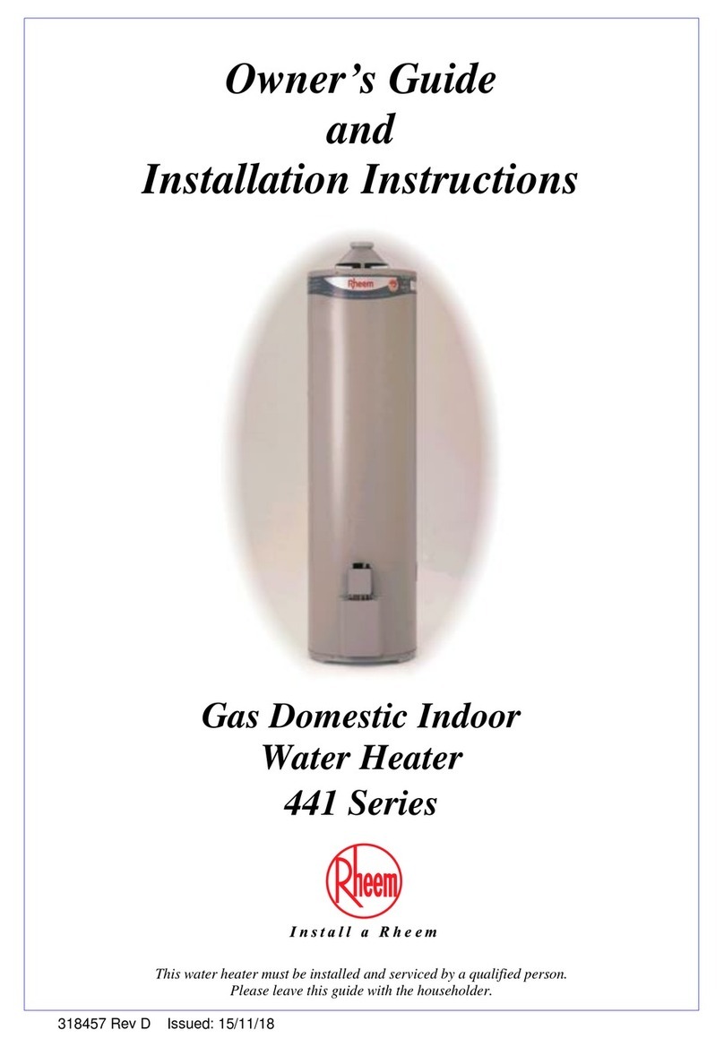Rheem 441 Series Owner's guide and installation instructions Rheem 441 Series Owner's guide and installation instructions
