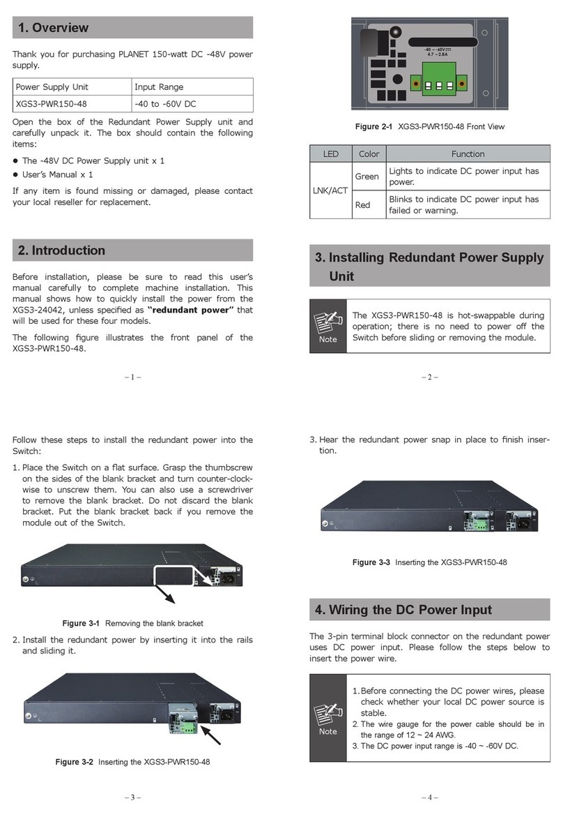 Planet XGS3-PWR150-48 User manual