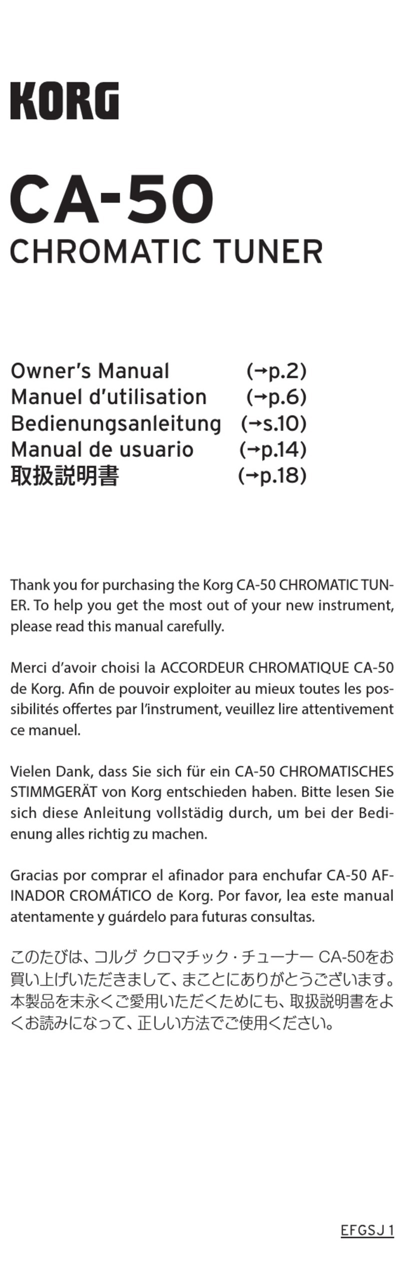 Korg CA-50 User manual Korg CA-50 User manual