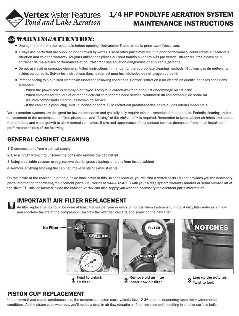 Vertex 1/4 HP Maintenance instructions