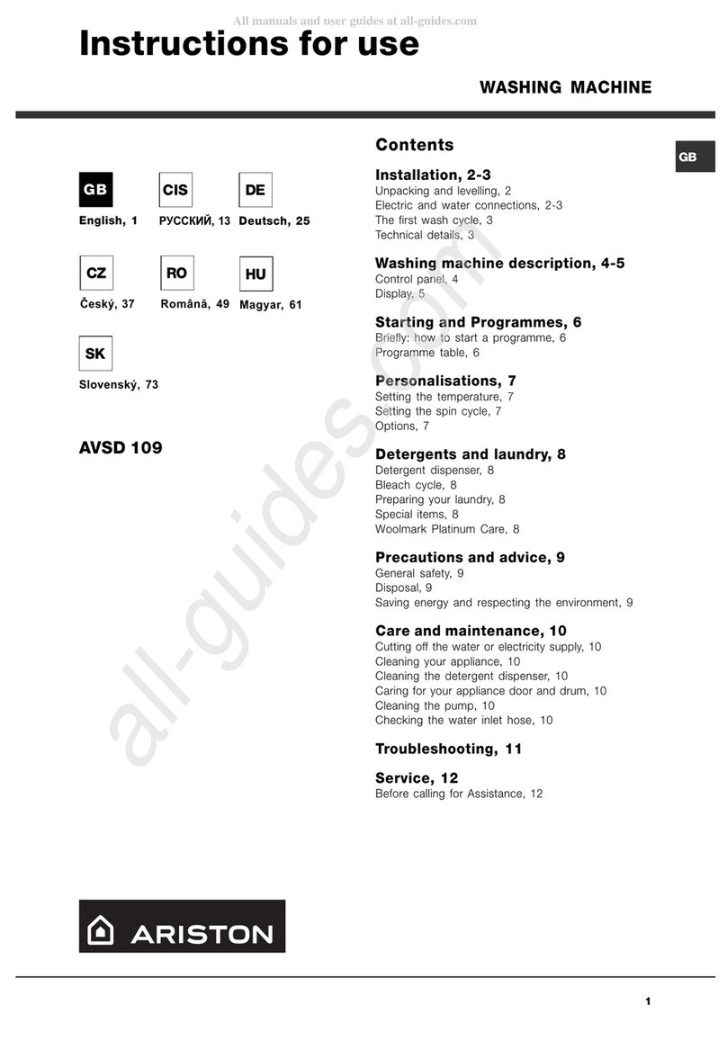 Ariston AVSD 109 Instructions for use