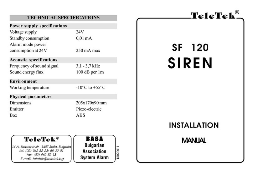 Teletek electronics SF 120 installation manual
