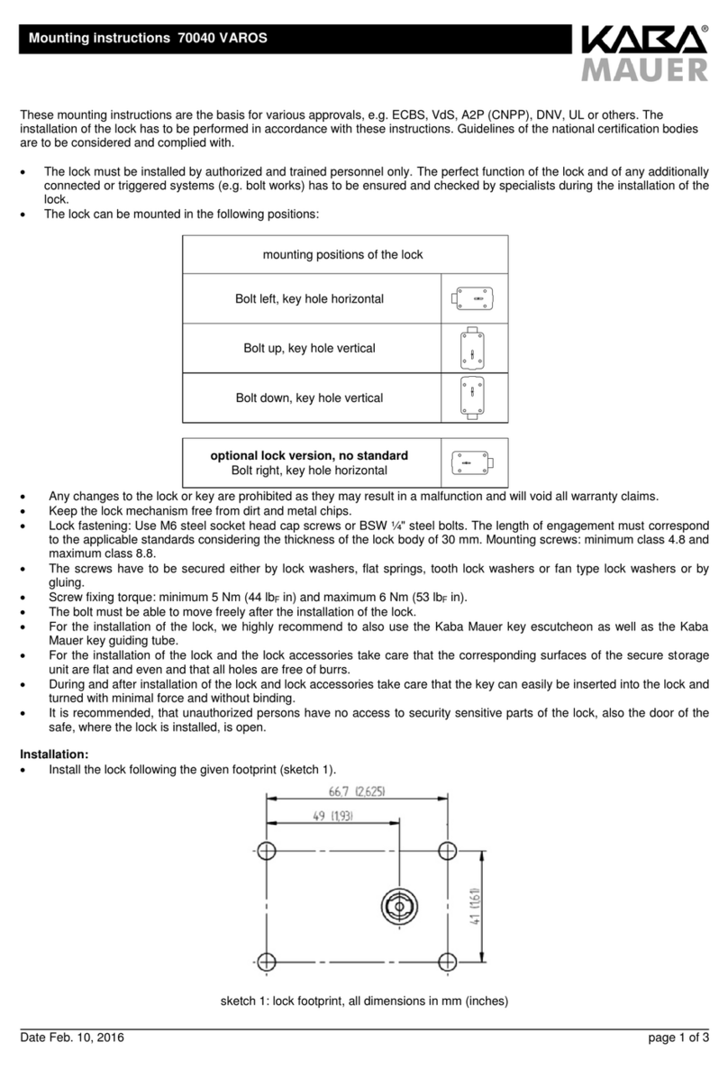 Kaba Mauer Varos 70040 Mounting instructions Kaba Mauer Varos 70040 Mounting instructions