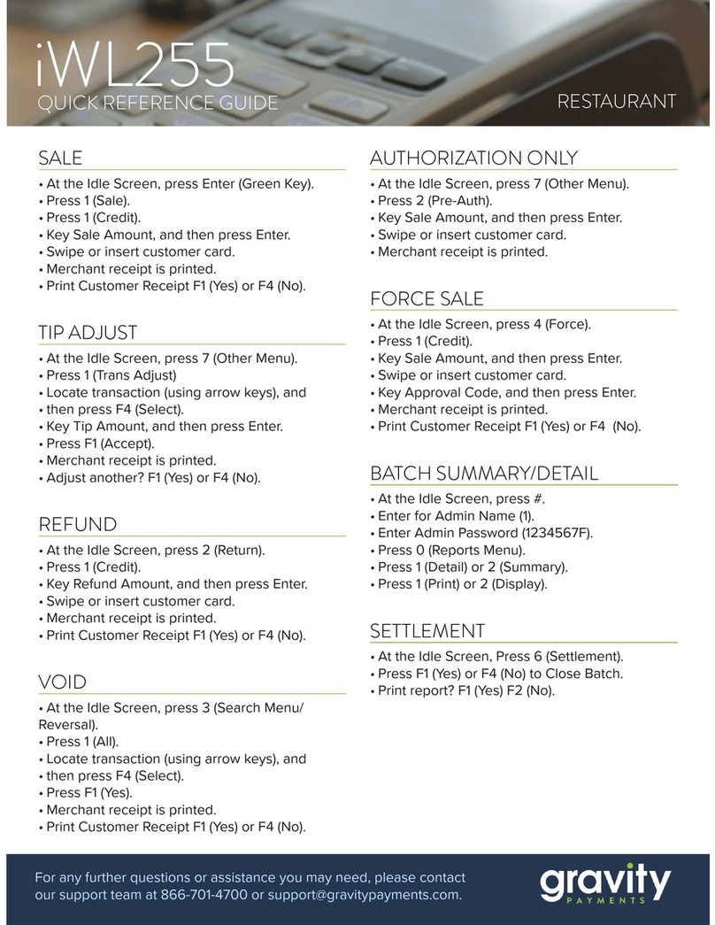 GRAVITY iWL255 User quick reference guide