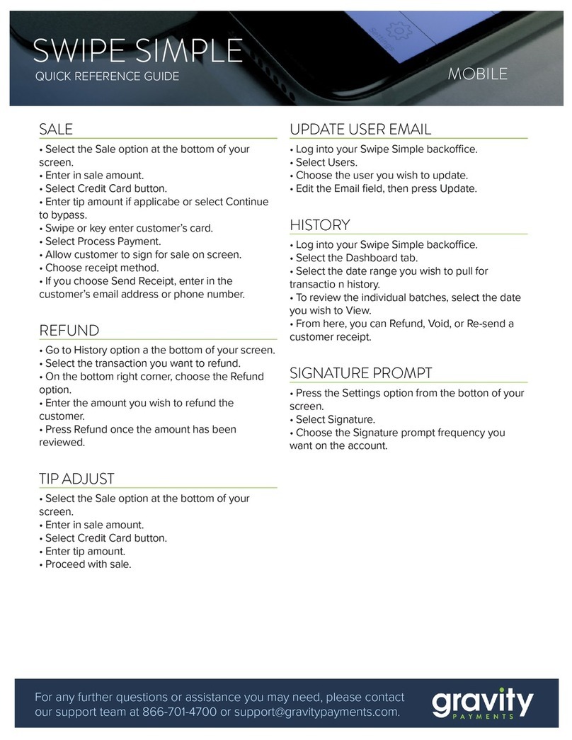 GRAVITY SWIPE SIMPLE User quick reference guide