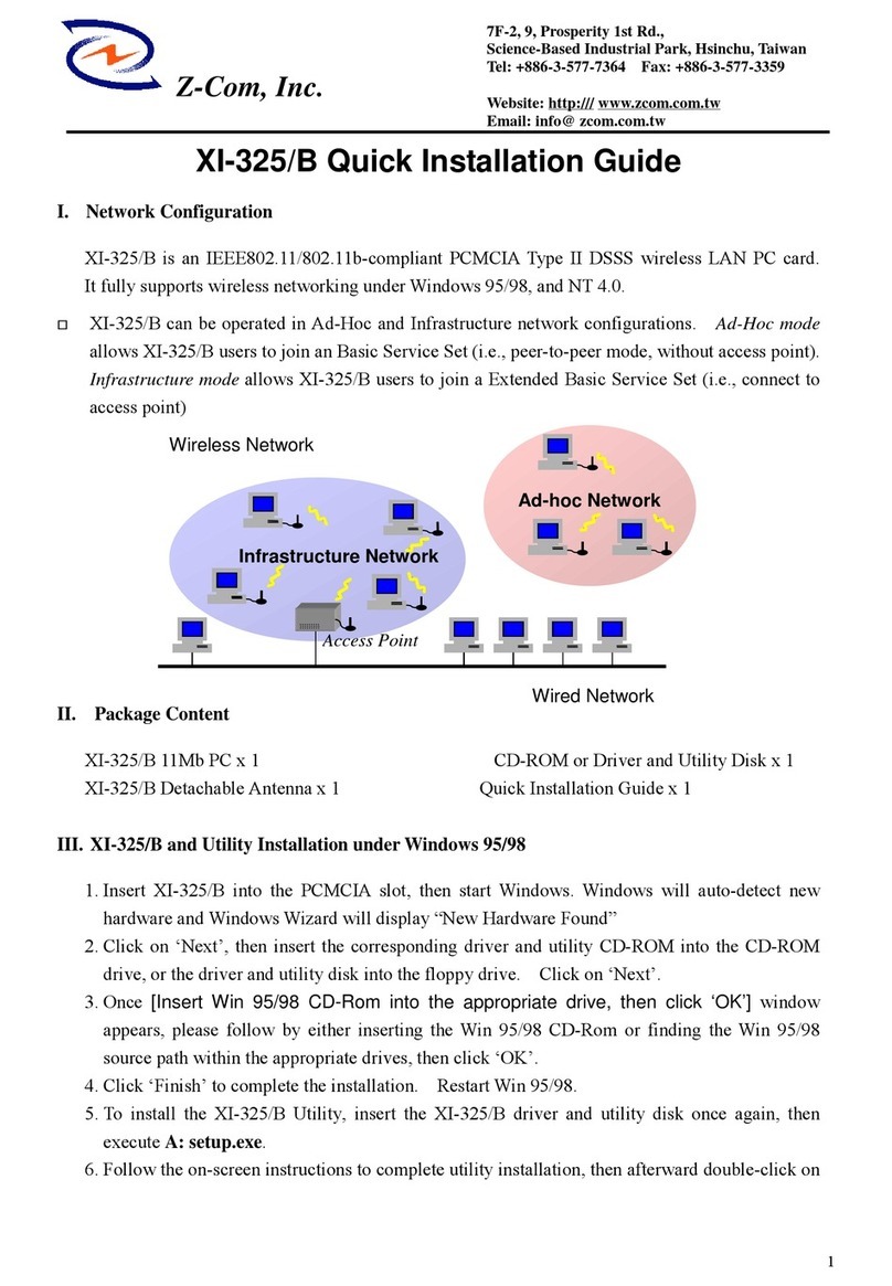 Zcom XI-325/B Quick installation guide