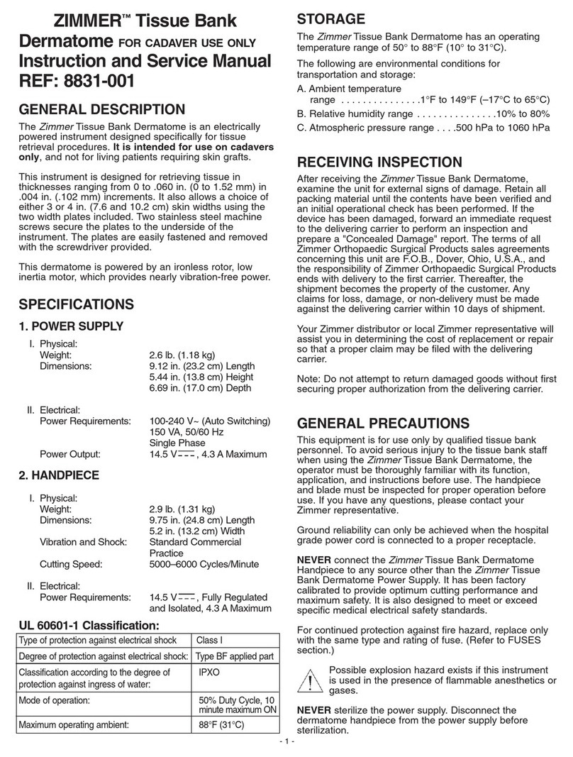 Zimmer 8831-001 Instruction and service manual