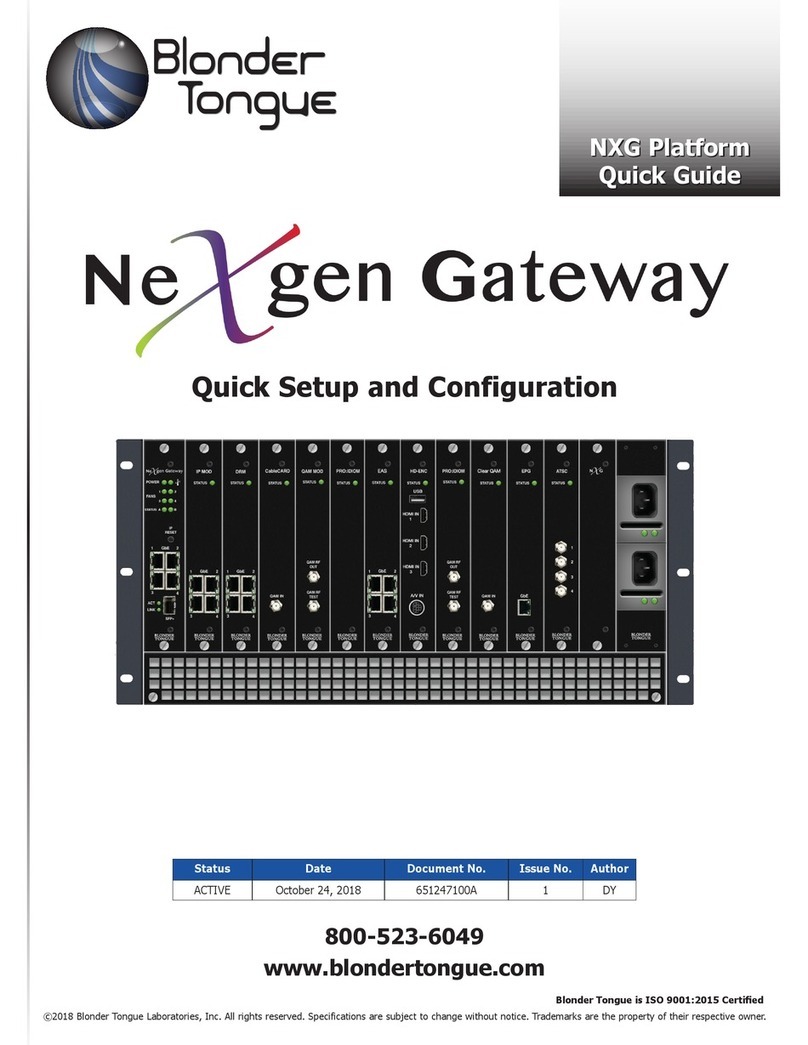 Blonder tongue NXG-MFR Setup and configuration guide
