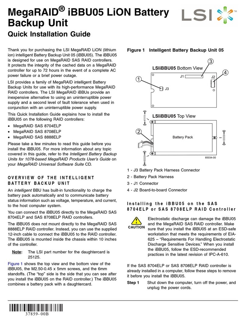 LSI MegaRAID iBBU05 Quick installation guide