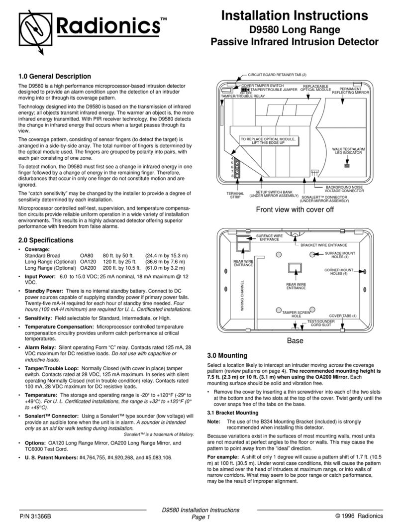 Radionics D9580 installation instructions