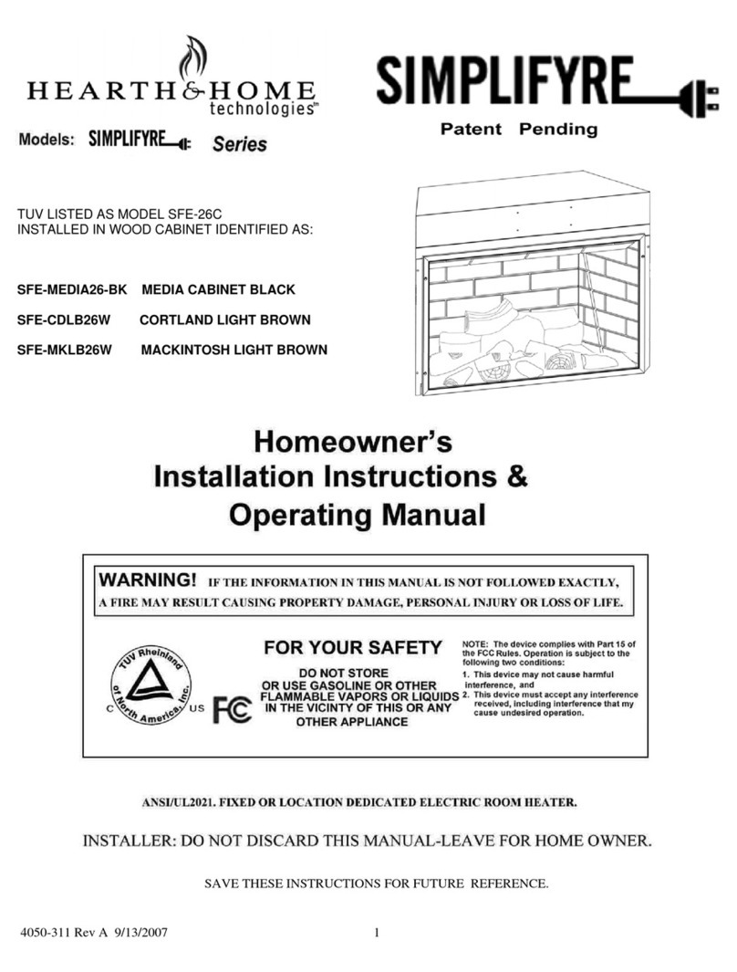 Hearth home SFE-MEDIA26-BK Installation instructions and operating manual Hearth home SFE-MEDIA26-BK Installation instructions and operating manual