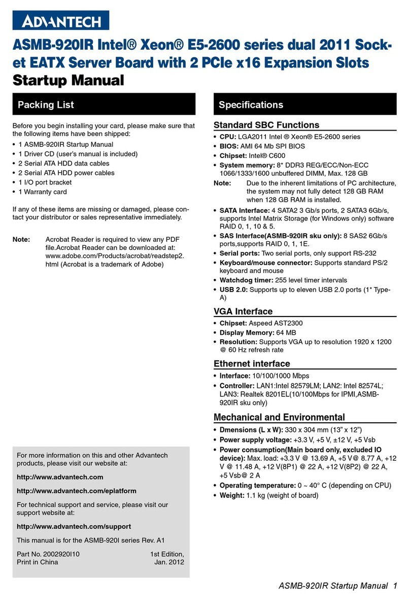 Advantech ASMB-920IR Installation and operation manual