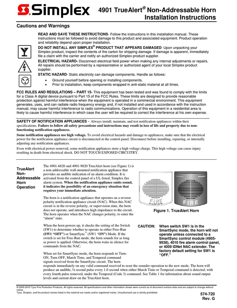 Simplex TrueAlert 4901 Service manual