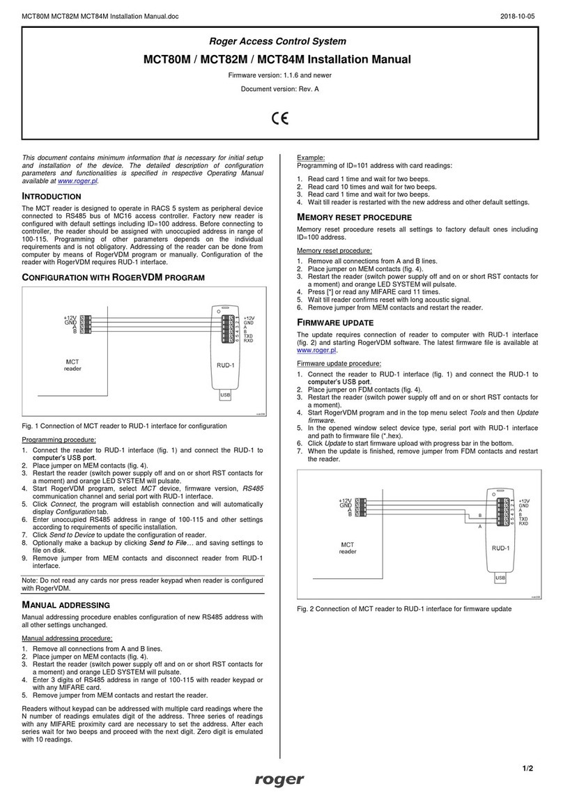 Roger MCT82M SERIES User manual