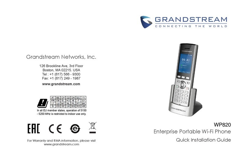 Grandstream Networks WP820 Quick installation guide