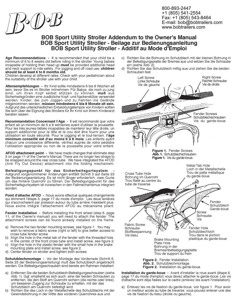 BOB SPORT UTILITY STROLLER owner's manual