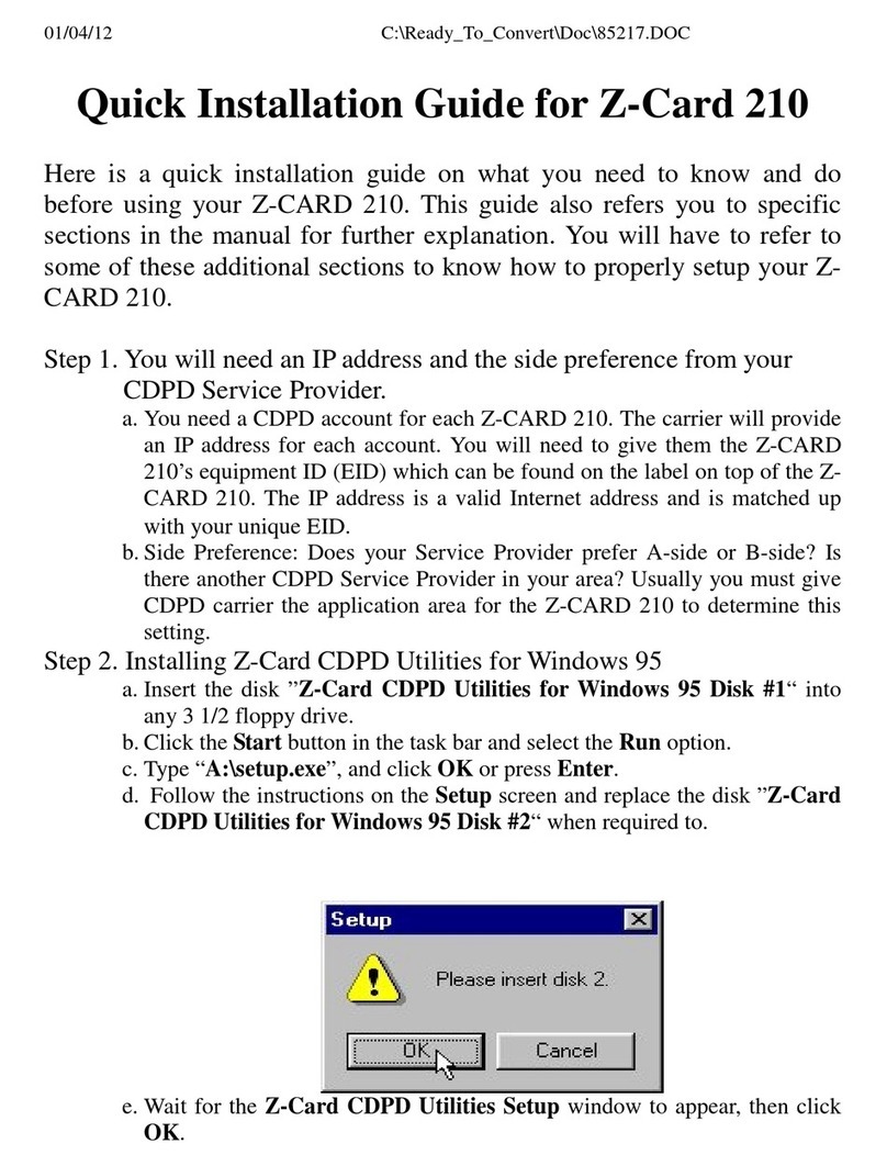 Zcom Z-Card 210 Quick installation guide
