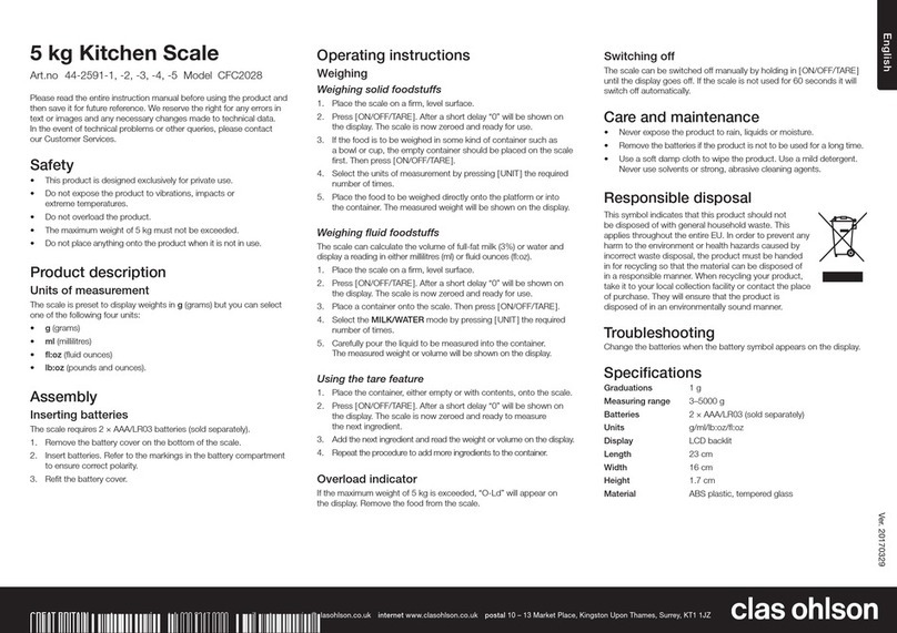 Clas Ohlson CFC2028 operating instructions