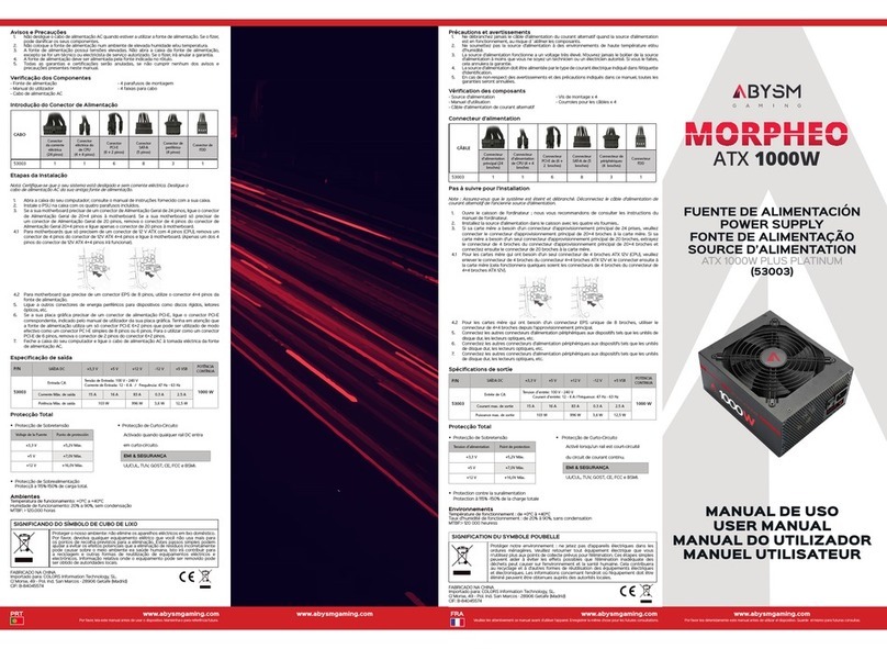 Abysm Gaming MORPHEO ATX 1000W PLUS PLATINUM user manual