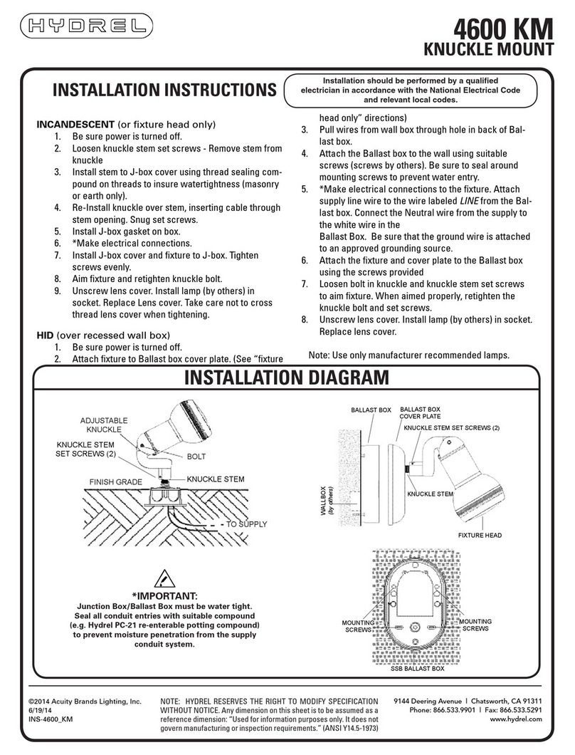 Hydrel 4600 KM installation instructions
