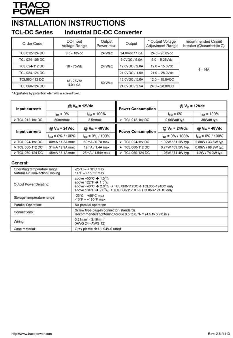 TracoPower TCL-DC Series Installation instructions manual