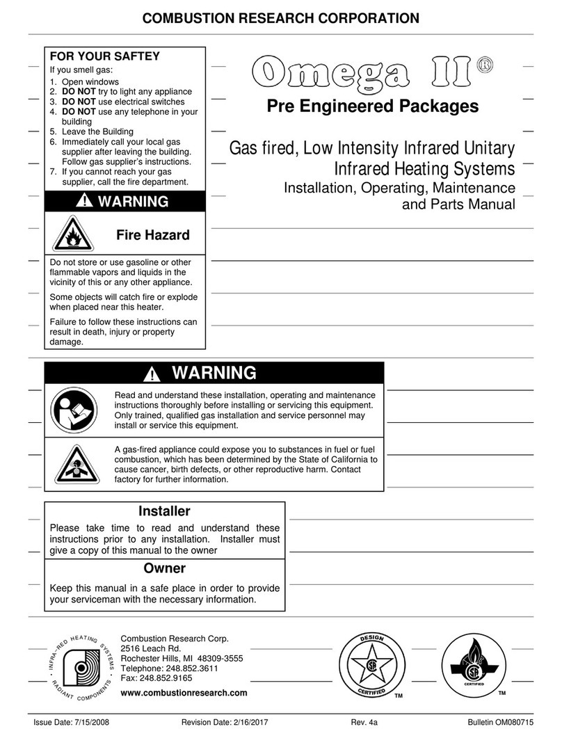 Combustion Research Omega II Installation, operating, maintenance and parts manual