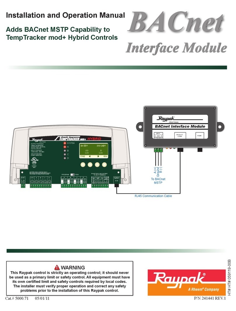 Raypak BACnet Interface Module Installation and operation manual
