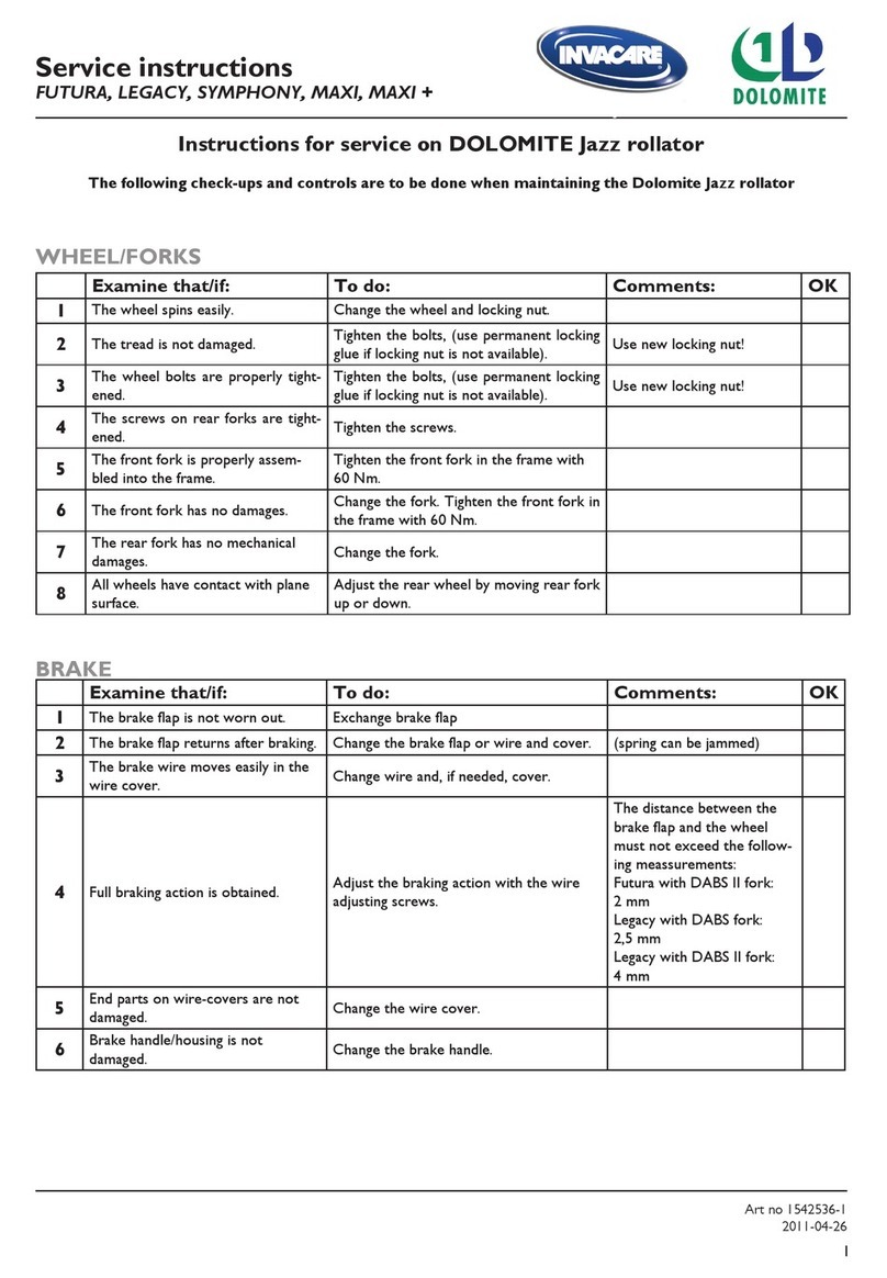 Invacare DOLOMITE JAZZ Troubleshooting guide Invacare DOLOMITE JAZZ Troubleshooting guide
