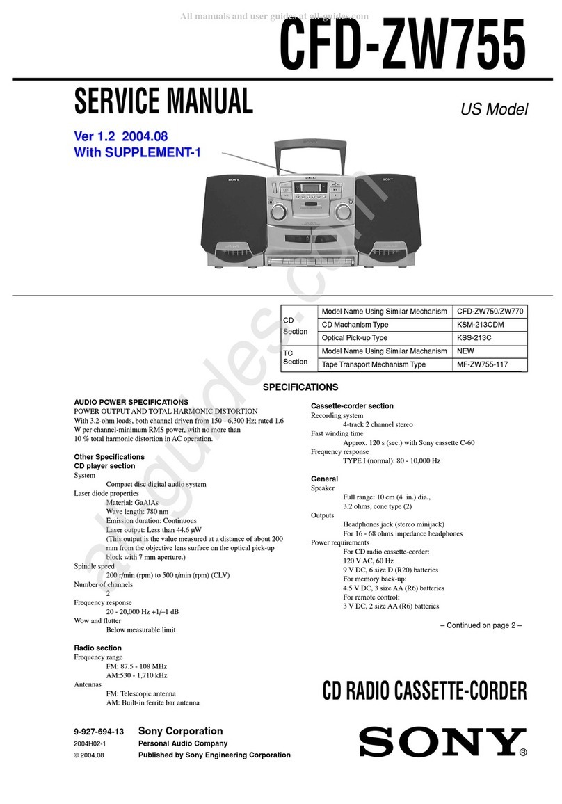 Sony CFD ZW755 - Portable CD / Cassette User manual