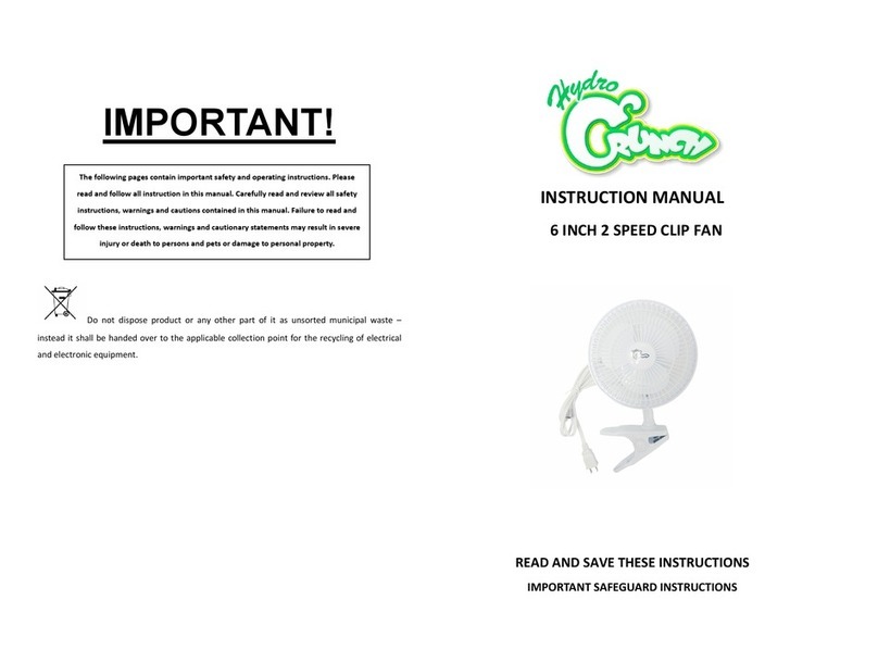 Hydro Crunch 6 INCH 2 SPEED CLIP FAN instruction manual