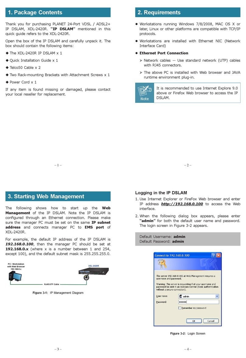 Planet XDL-2420R Quick installation guide