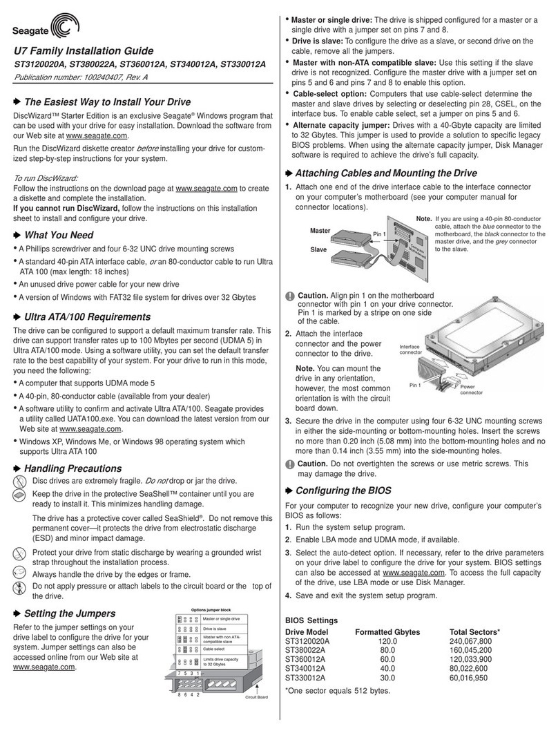 Seagate ST3120020A installation guide