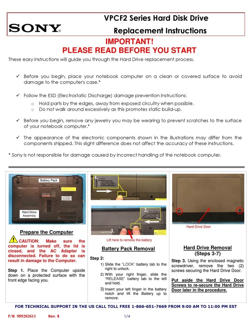 Sony Vaio VPCF2 Series Replacement instructions