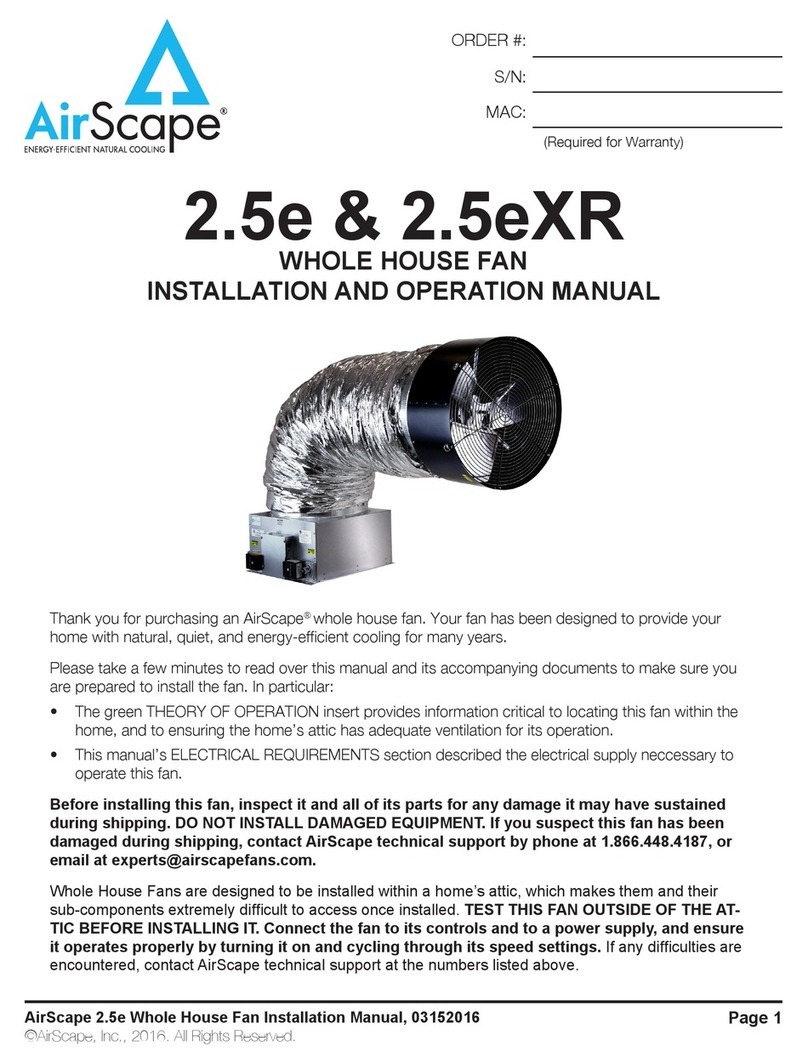 AirScape 2.5E User's installation and operation manual