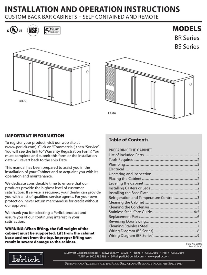 Perlick BR Series Installation and operation instructions Perlick BR Series Installation and operation instructions