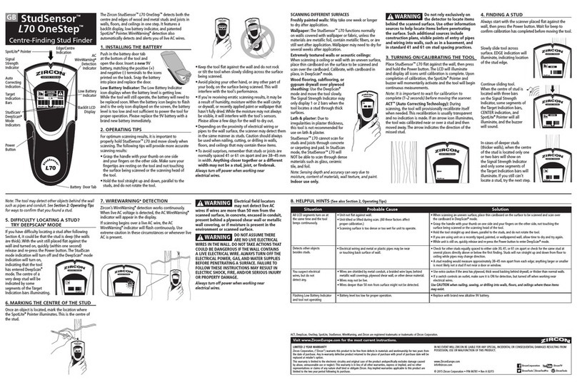 Zircon StudSensor L70 OneStep manual