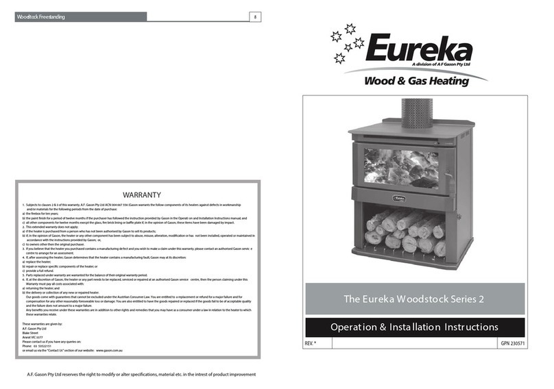 Eureka Woodstock Series 2 Operation & installation instructions Eureka Woodstock Series 2 Operation & installation instructions