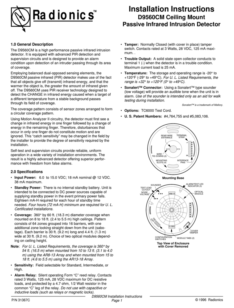 Radionics D9560CM Installation instructions manual