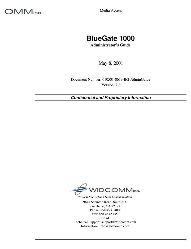 OMM BlueGate 1000 Administrator's guide OMM BlueGate 1000 Administrator's guide