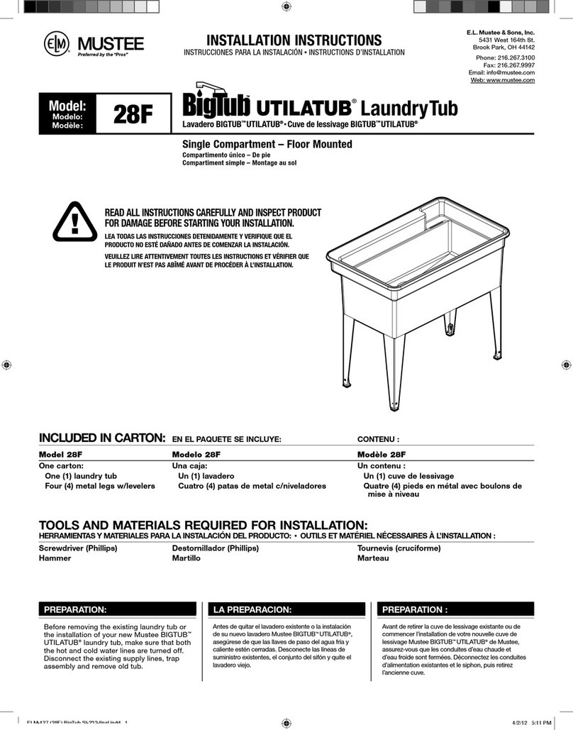 Mustee BigTub Utilatub 28F installation instructions Mustee BigTub Utilatub 28F installation instructions