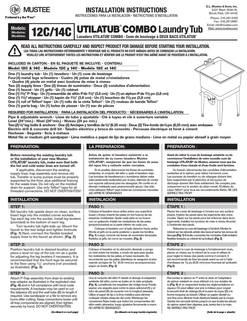 Mustee UTILATUB COMBO 12C User manual