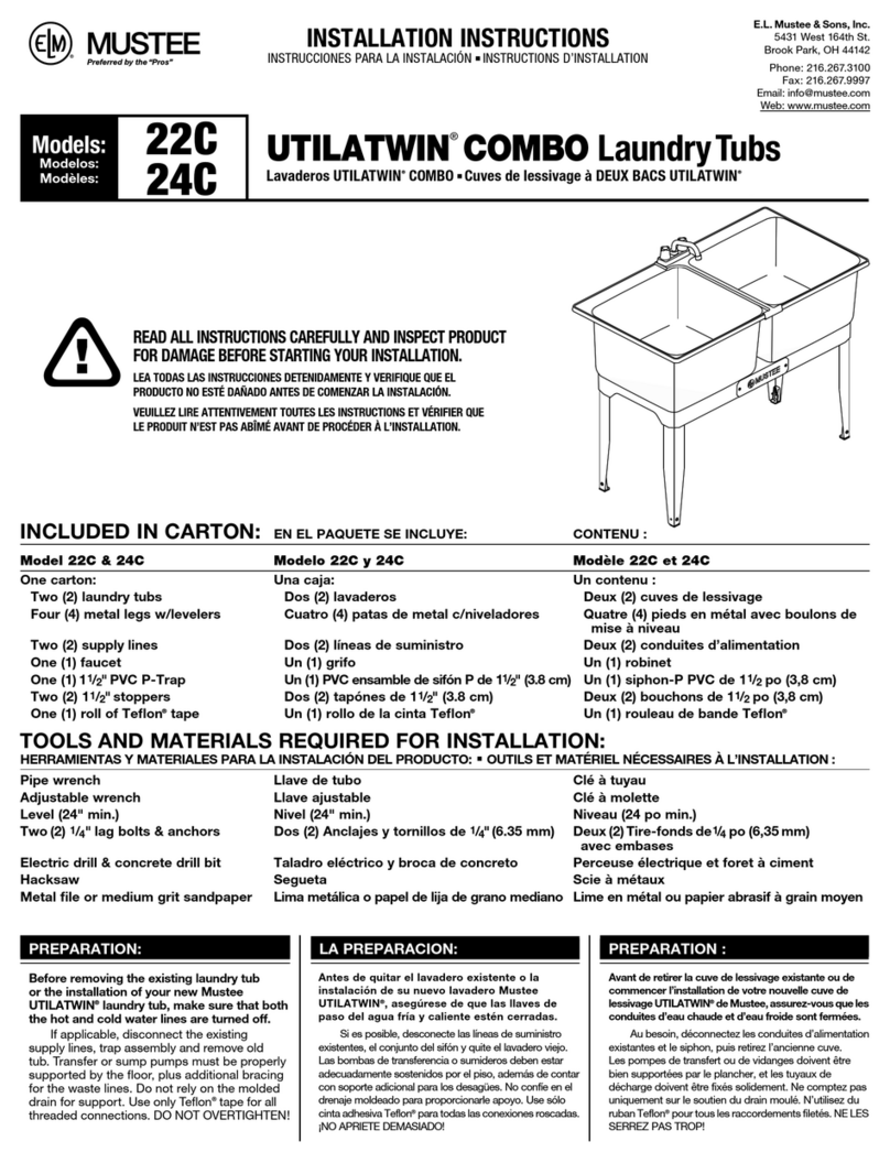 Mustee UTILATWIN COMBO 24C installation instructions