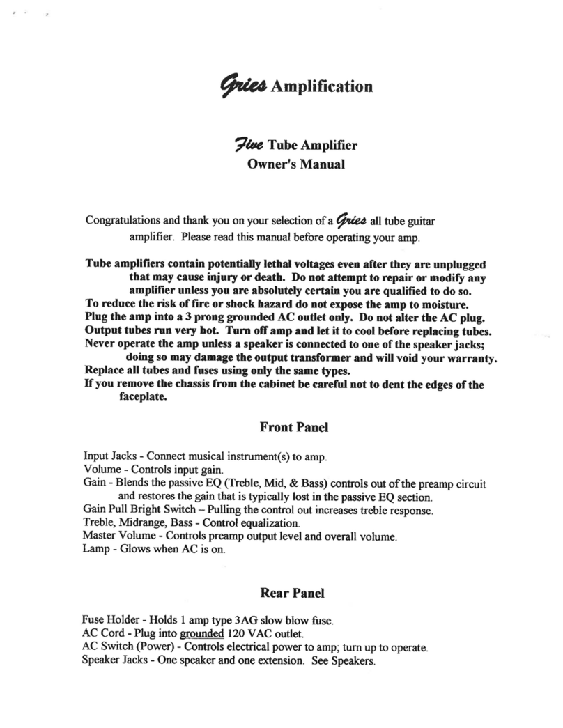 Gries Five owner's manual