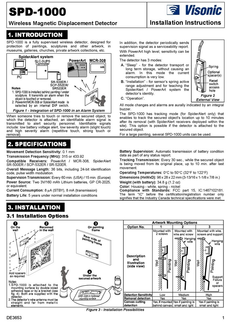 Visonic SPD-1000 installation instructions