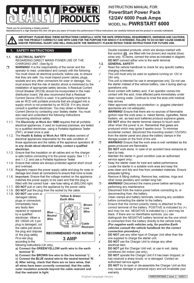 Sealey PWRSTART 6000 instruction manual