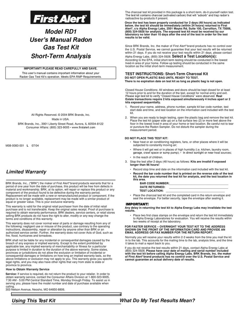 First Alert RD1 user manual
